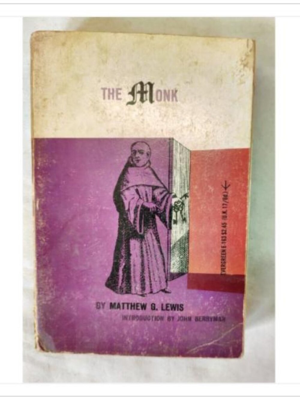 The Monk by Matthew G. Lewis 1959 Grove Press Third Evergreen Edition